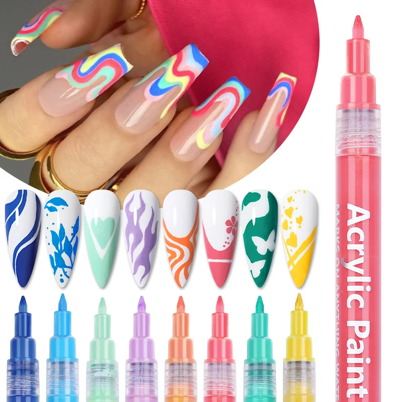 12 Couleur Ongle Stylo Peinture , Ongle graffiti Stylo , Pois Fleur , Trois  Dans un Stylo Peinture , Acrylique Stylo Kit, Mode en ligne