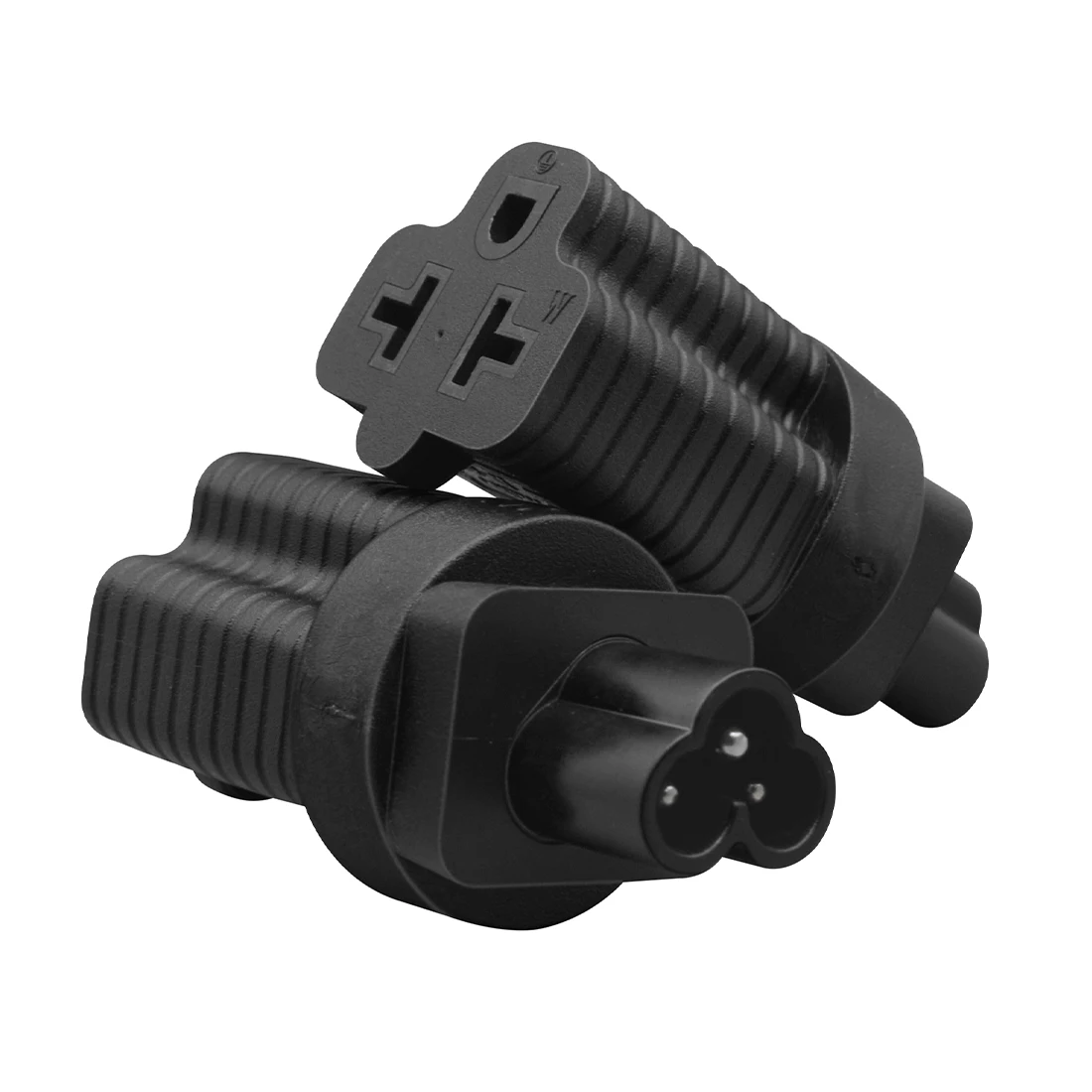 JORINDO 4-in-1 IEC320 C6 to Nema 5-15R/6-15R/5-20R/6-20R comb AC power adapter, 3-pin C6 plug to T-blade AC connector