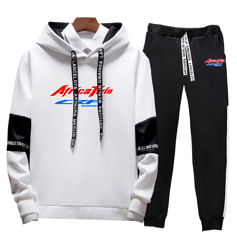 Africa Twin Crf 1000 L Crf1000 Spring Autumn New Print Men Designe Fashion Quality Lace-up Suit Hoodie Sweatpants Two-piece Set