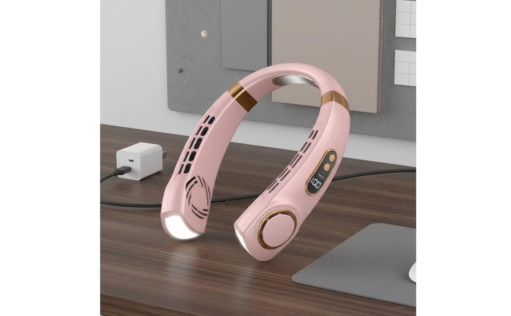 Neck Fan 360° Surround Wind Flow Hanging Neck Fan Wearable Air Cooler 3-Speed Adjustment Glowing Display Digital Display Neck Fan 360° Surround Wind Flow Hanging Neck Fan Wearable Air Cooler 3-Speed Adjustment Glowing Display Digital Display