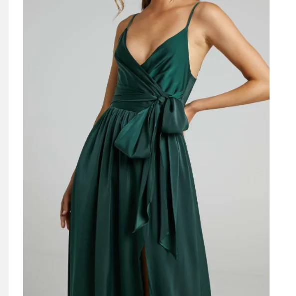 

Fashion Casual Solid Color V Neck Sling Dress Summer Women Sexy Sleeveless Loose Backless Side Slit Slim long dresses for women