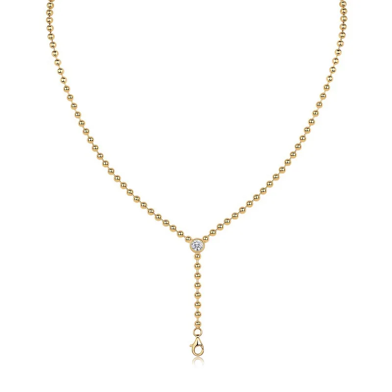 S925 Sterling Silver Gold-color Necklace 0.5ct Moissanite Pendant Women Luxury Fine Jewelry