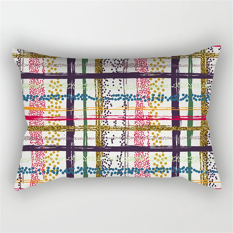 2022 Nordic Abstract Colorful Lines Geometric Rectangle Graffiti Print Pillowcase Home Sofa Bed Pillow Car Office Decor 30x50CM