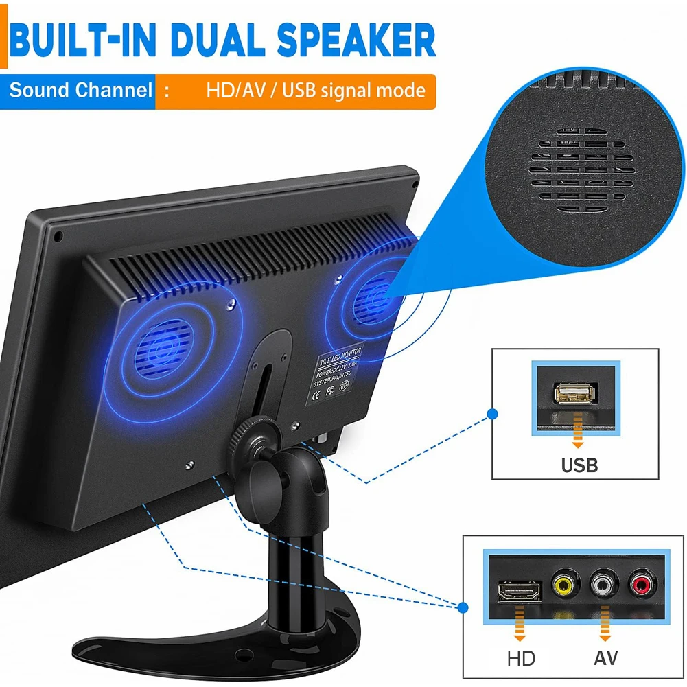 HDMI ȣȯ , AV VGA Է LCD ÷ ũ, BNC USB  ī޶  , TV  ǻ ÷̿, 10.1 ġ