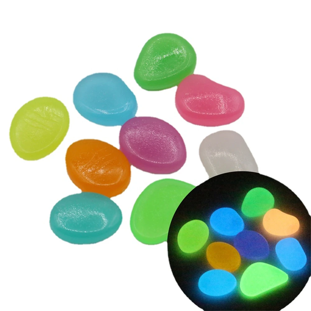 50pcs Luminous Stone Fluorescent Gravel Pebbles Aquarium Fish Tank Garden Decoration In The Dark Glowing Stones