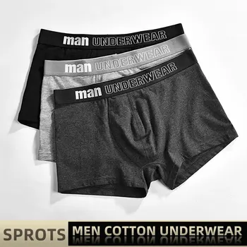남성 섹시한 속옷 스포츠 복서 속옷 블랙 그레이 L XL XXL 부드러운 통기성 패션 반바지 편지 와이드 밴드 바지