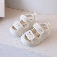 Summer Mesh Breathable Boys Beach Shoes Soft Sole Anti Slip Girls Baby Sports Sandal Cartoon Bear Head Embroidered Kids Sandals 5