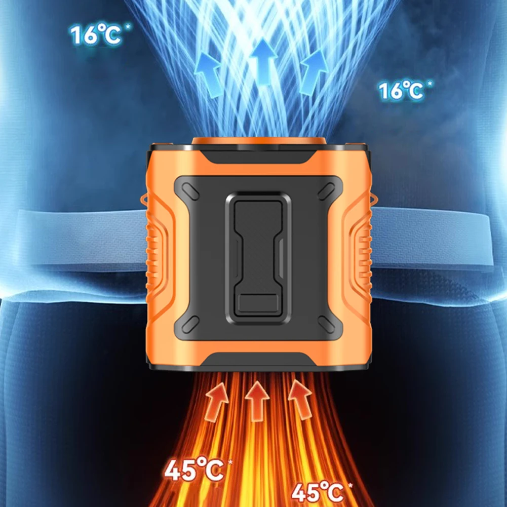 Portable Waist Fan USB Rechargeable Cooling Waist Fan 3600mAh Personal Fan with Flashlight Cooling Belt Fan for Outdoor Travel