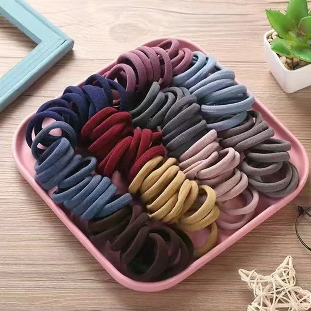869982-deab24.jpg 50PCS/Set New Women Girls Candy Colors Nylon Basic Scrunchie Hair Tie Ponytail Hold Hair Rubber Bands Fashion Hair Accessories - Image 1
