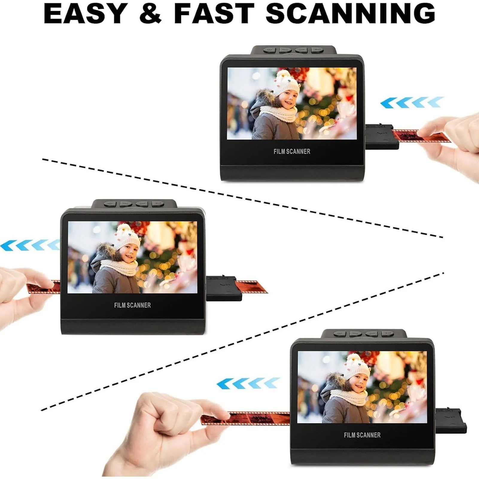 Film Scanner Digital 22MP 5in HD LCD Screen 16GB Memory Convert Black Negative Monochrome Slides Into JPEG Photos USB C Port negative film scanner
