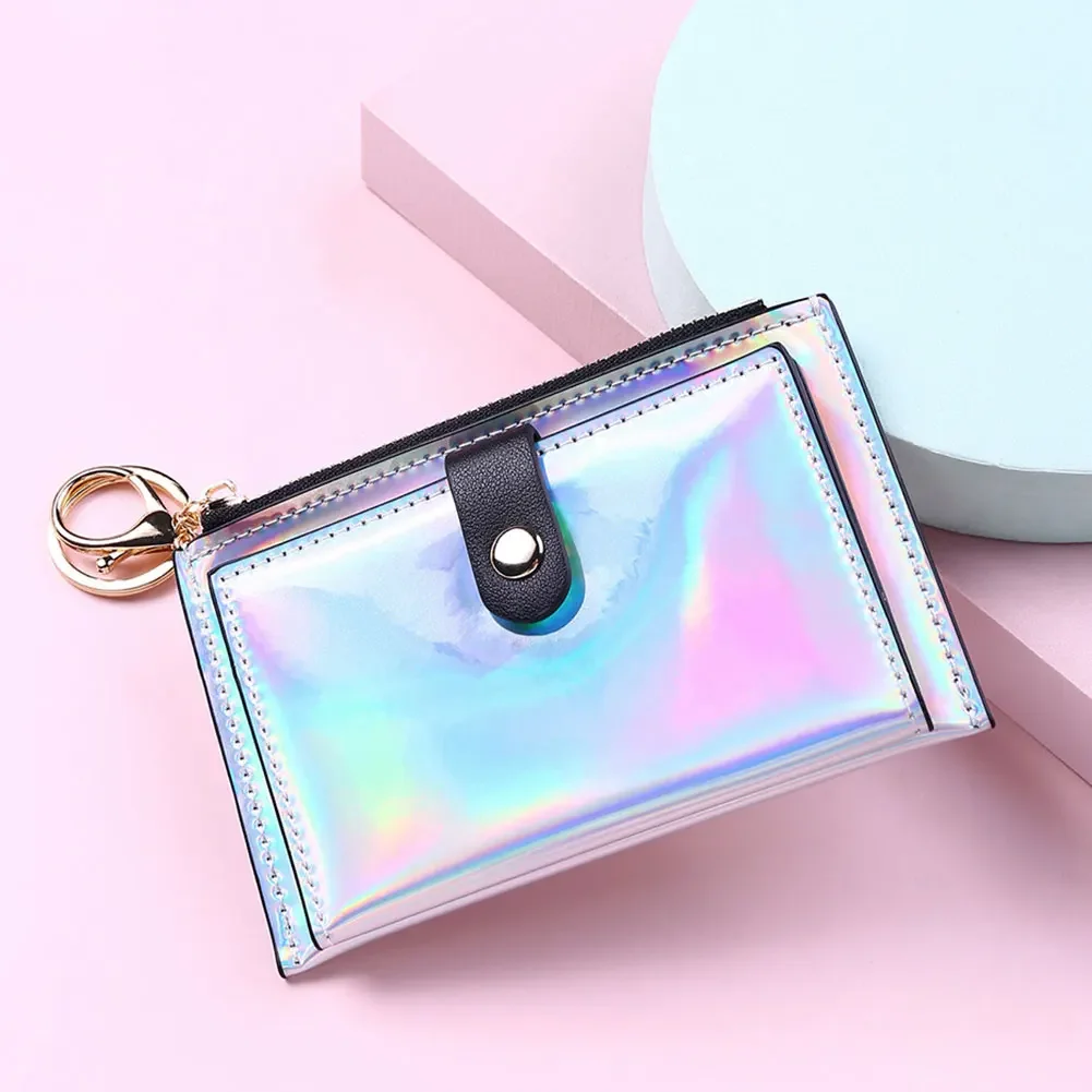 Fashion New Laser Women Wallets Fashion Keychain Zipper Coin Purse Mini Small Money Bag Credit Card Holder 3