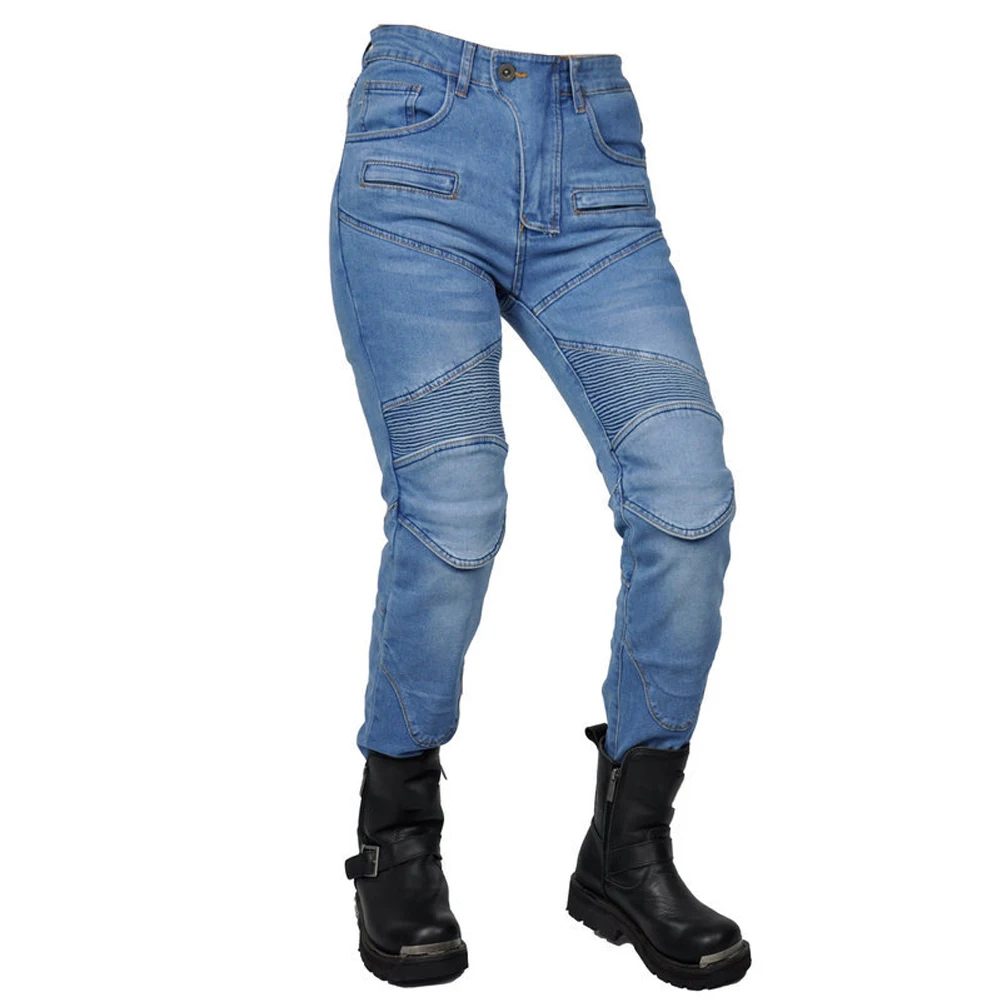 여성용 오토바이 라이딩 팬츠, 4중 업그레이드 CE 아머 무릎 및 엉덩이 보호대, 모터바이크 사이클링 바지, 모토크로스 레이싱 진 데님