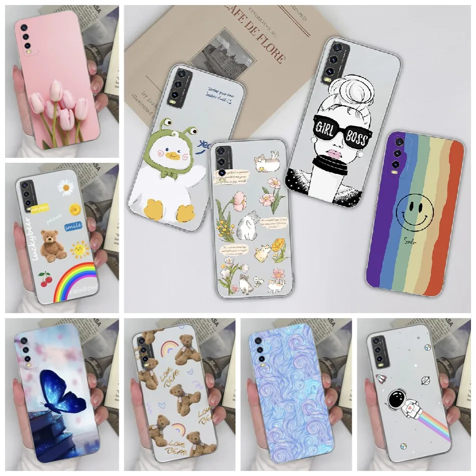 For vivo Y20 Y20s Y20i Y20t Y20a Y20g Y12s Y12a Y12g Fashion Silicone Soft  TPU Ultra-thin Transparent Four Corners Rugged Airbag Phone Case Clear  Cover