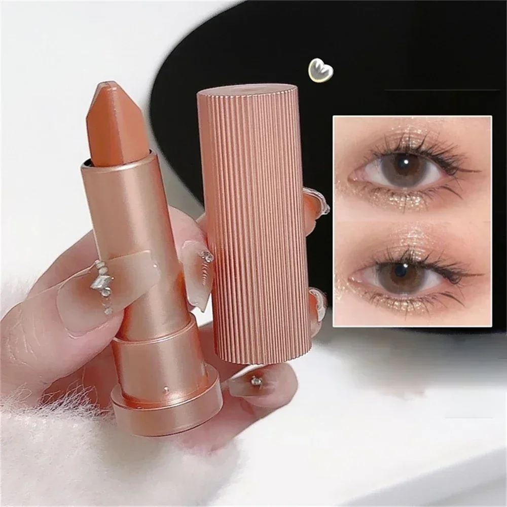 Gradient Double Color Glitter Eyeshadow Stick Pearly Lazy Highlighter Eyeshadow Pen Contouring Brighten Waterproof Eye Makeup eyeshadow stick eyeshadow pen