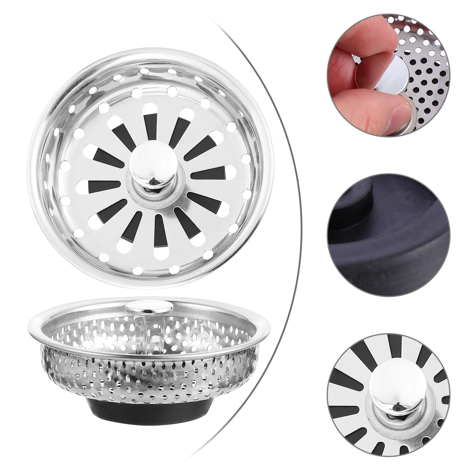 

2Pcs Stainless Steel Hair Stopper Shower Drain Covers Anti-Clogging Floor Drain