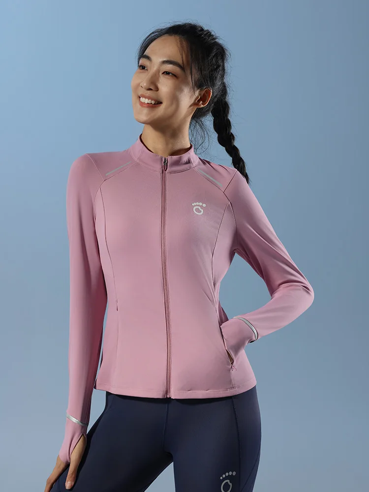 여성용 러닝 아웃도어 클라이밍 긴팔 스탠드 칼라 지퍼 얇은 스포츠웨어 트레이닝 재킷 속건 흡한 기능