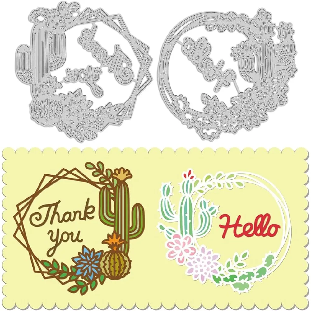 

Cactus Garland Cut Die Square Cactus Frames Carbon Steel Die Cuts Text Embossing for Scrapbooking Card DIY Craft