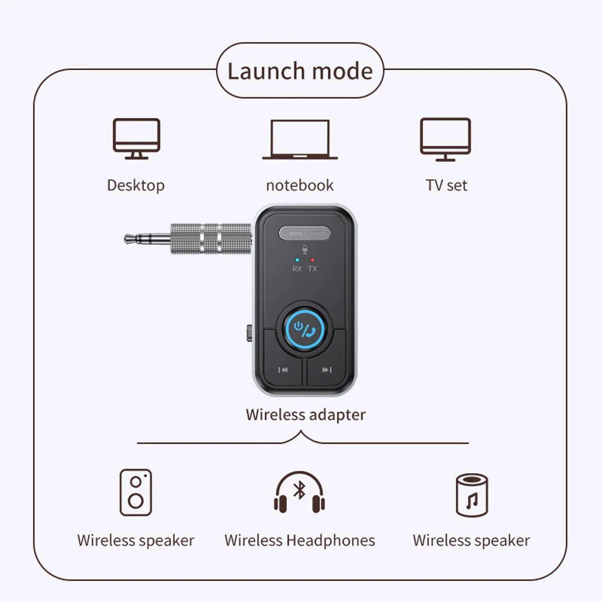 Wireless Handsfree Kit Car Receiver Adapter 3.5mm AUX 2 in 1 Transmitter Receiver Lossless MP3 Player