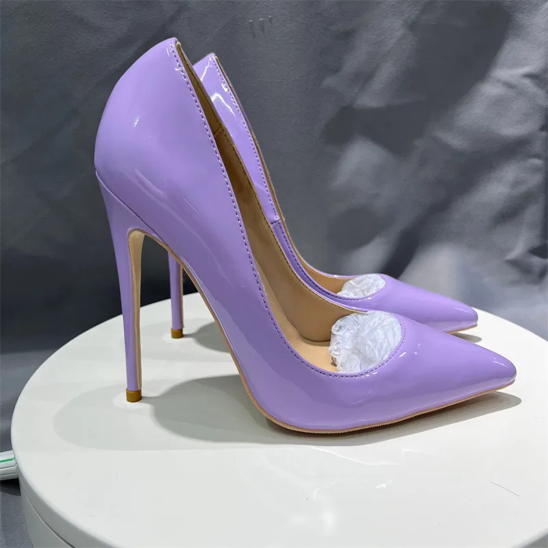 Heelgoo Glossy Light Purple Women Elegant Stiletto Pumps Ladies Wedding Bridesmaid Shoes 3