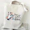 Women's Tote Bag Just A Girl Who Loves Horses Print Canvas Large Capacity Shopping Bags Horse and Flower Commuter Shoulder Bag 2