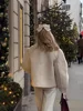 Elegant Solid One Buttons Women Woolen Coat Fashion O-neck Long Sleeve Short Jackets 2024 Autumn Female Chic High Street Outwear 2
