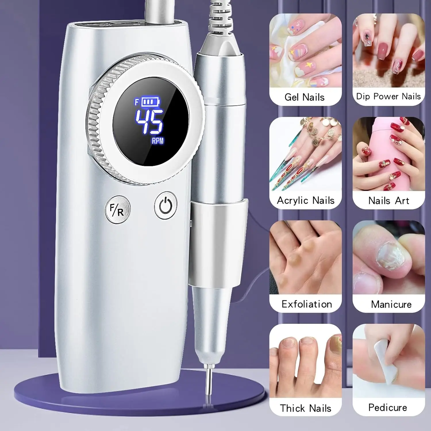 45000RPM Rechargeable Nail Drill Manicure Machine With Pause Mode Electric Nail Sander For Nail Gel Polish Nail Salon Equipment 4