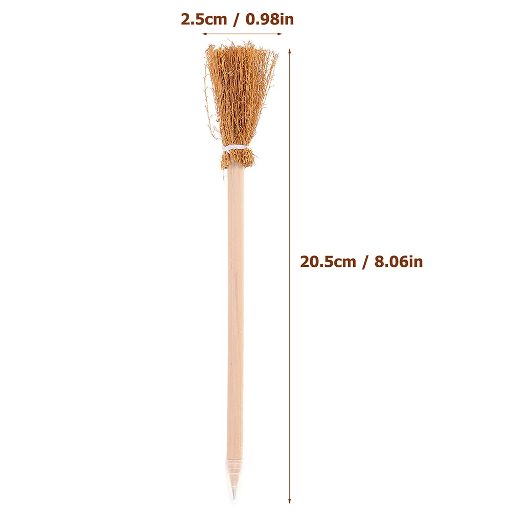 12Pcs 마녀 빗자루 연필 나무 할로윈 파티 선물 학교 보상 할로윈 사무용품 마녀 빗자루 모양 참신한 펜