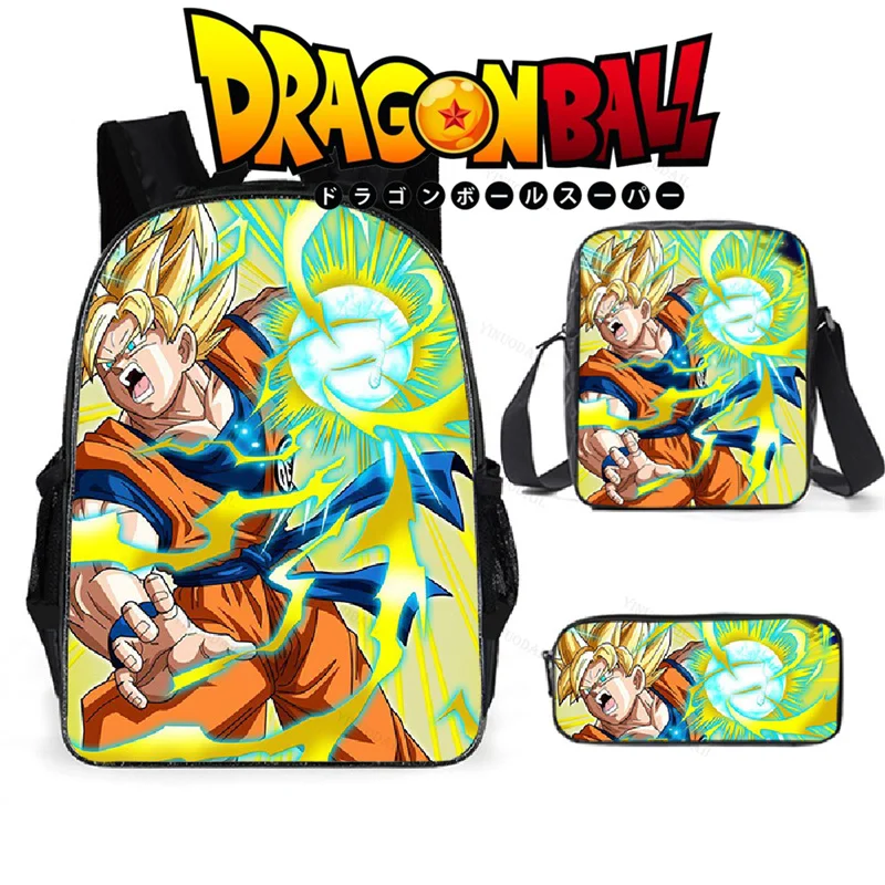 Dragon Ball Z Goku Backpack+Pencilbag Children's 3D Cartoon Schoolbag For  School Unisex