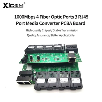 기가비트 placa metro 이더넷 스위치 fibra 4*1.25G 섬유 포트 3*100/1000M RJ45 포트 SC 광섬유 스위치, PCBA 보드 단면 20KM
