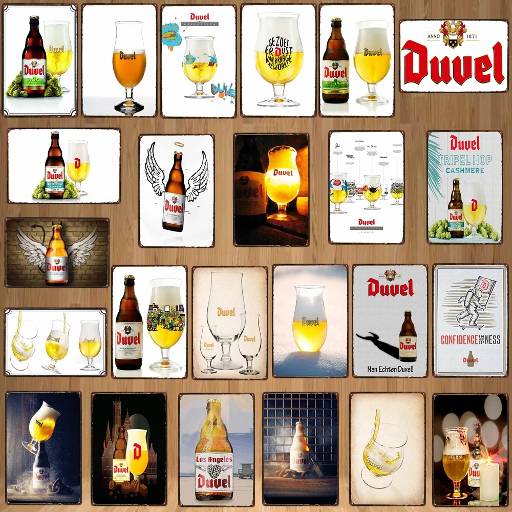 

Belgian Beer Duvel Tin Metal Signs Plaque Vintage Music Bar Restaurant Home Man Cave Decor Wall Stickers