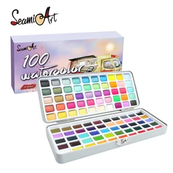 Seamiart Vibrant Watercolor Paint Set with Neon and Glitter Pigments (100Color)