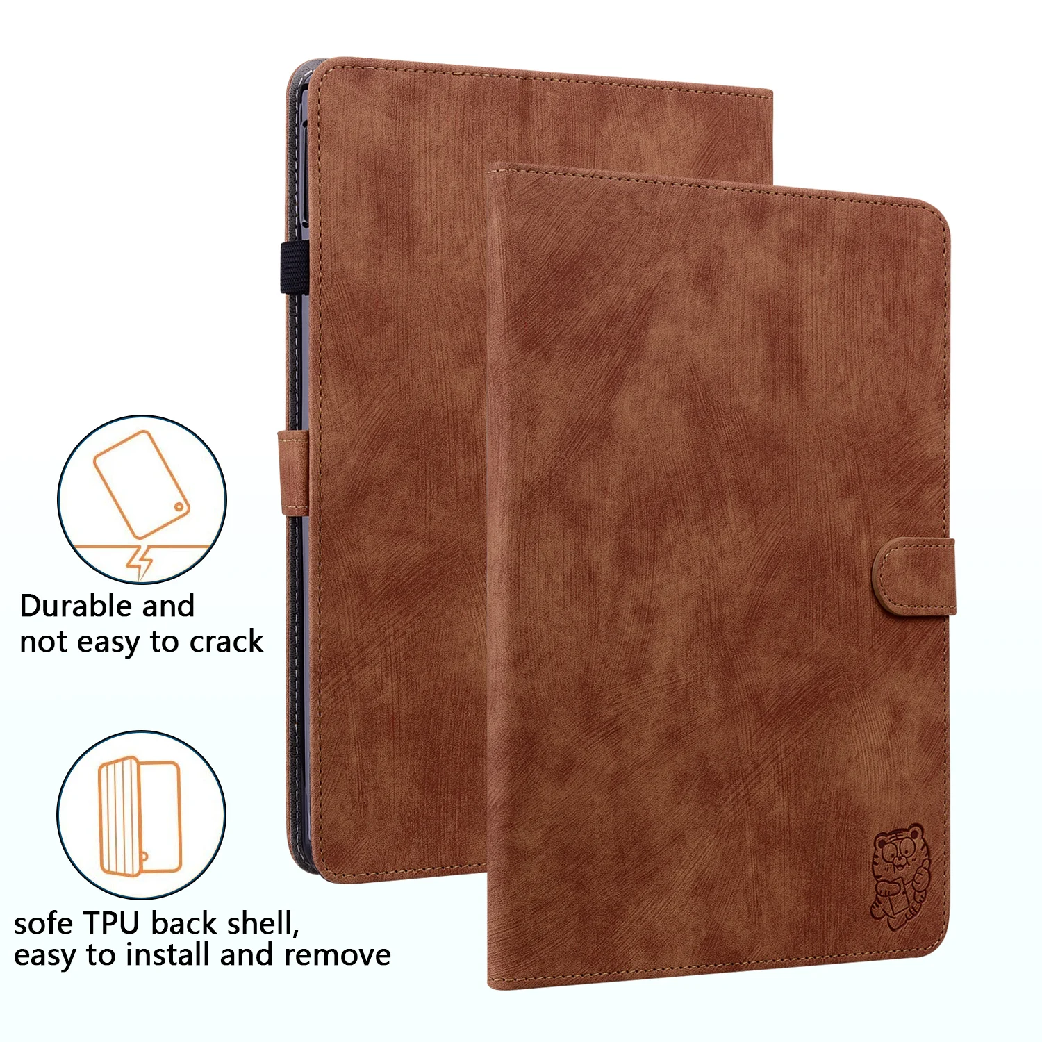 Capa de Tablet de Couro para Ipad Estojo Inteligente Carteira Tigre Bonito 9.7 10.2 Mini6 Air Pro 11 2023 9th 8th 7th 6ª Geração - Imagem 2