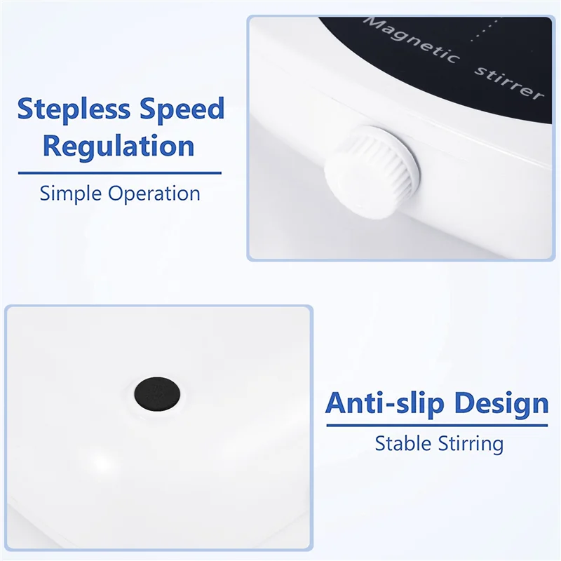 B59B-Magnetic Stirrer Mini Lab Stir Mixer Portable Stirrer Plate With Stir Bar 2L 4000RPM For Laboratory EU Plug