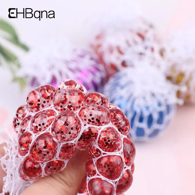 Grape Mesh Stress Balls For Adults Kids Autism Sensory Fidget Toys Soft Balls Stress Relief Balls Squeezing Grape Balls