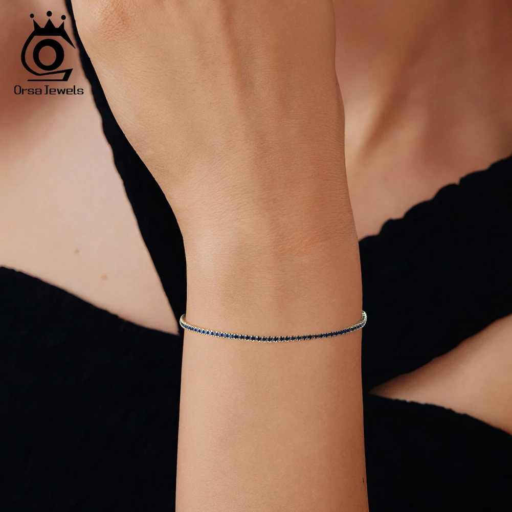 Silver Bracelet ORSA JEWELS 925 Sterling Silver Multicolour Zircon Tennis Bracelet for Women