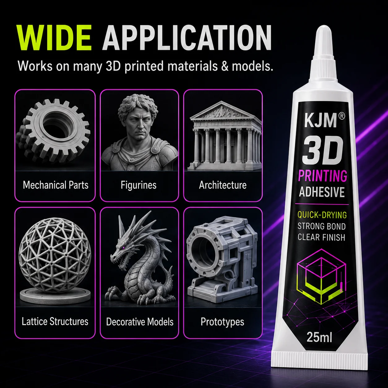 3D Printing Strong Bond Adhesive Glue 25ML for Repair and DIY Craft with Precision Nozzle