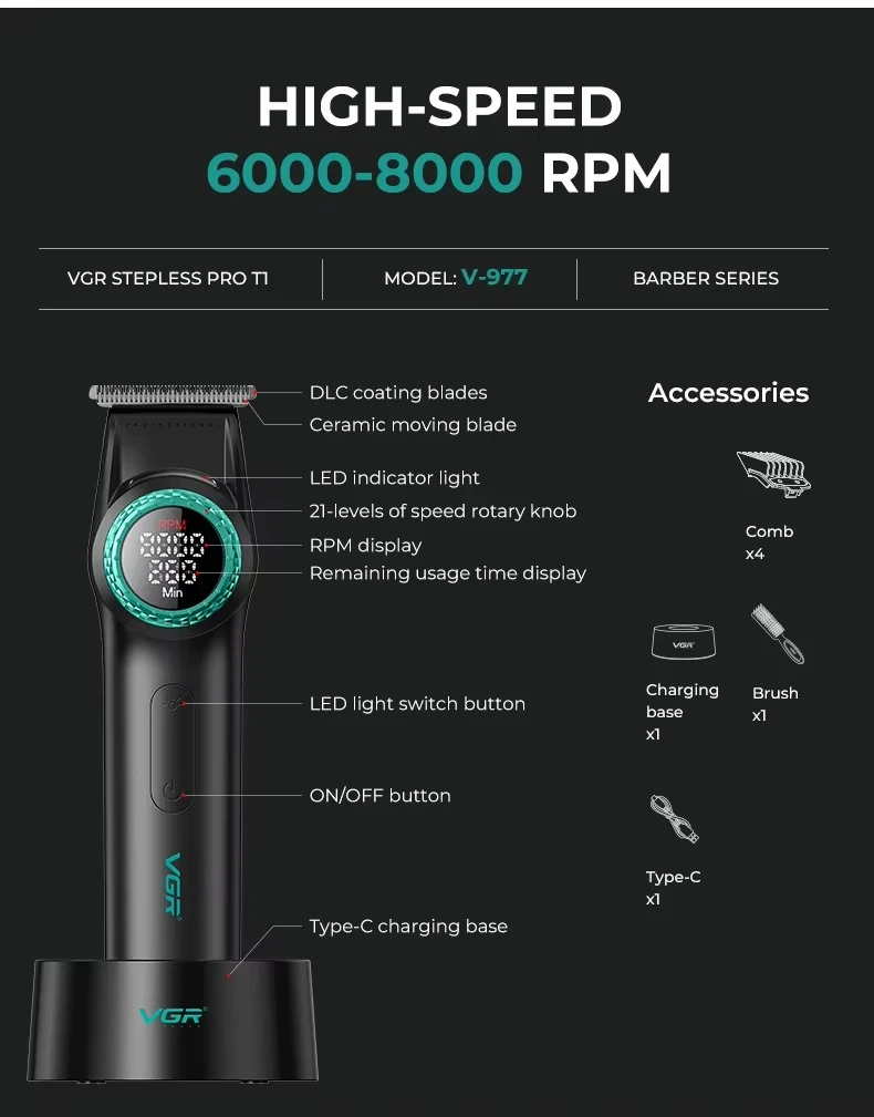 Trimmer Professional Shaver Cordless Hair Cutting Machine Barber Electric Hair C