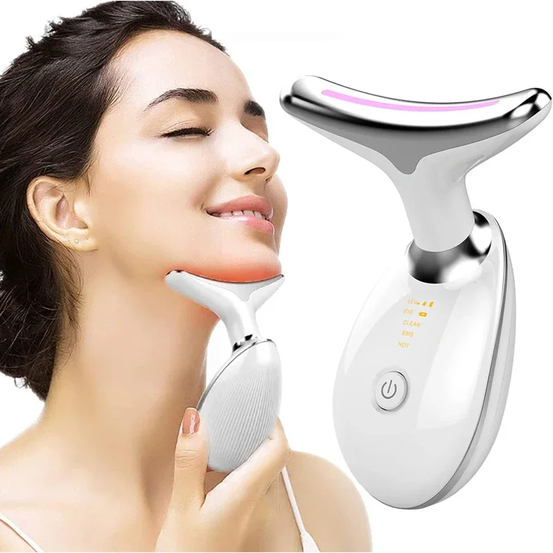 Updated Neck Device Facial Lifting EMS Microcurrent Vibration Face Massager Anti Wrinkles Removal Tightening Skin Care Tool