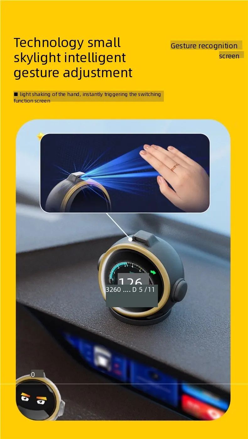 2025 Automotive OBD HUD Reifendrucküberwachung All-In-One Machine Gesture Switching Interface Head-Up Display für Autos Post 2018 – Detail 5