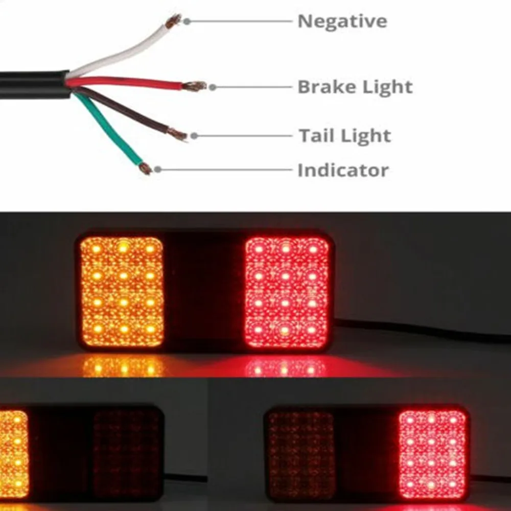 

24 LED Truck Bi-Color Tail Lights Driving Brake Turn With Reflector