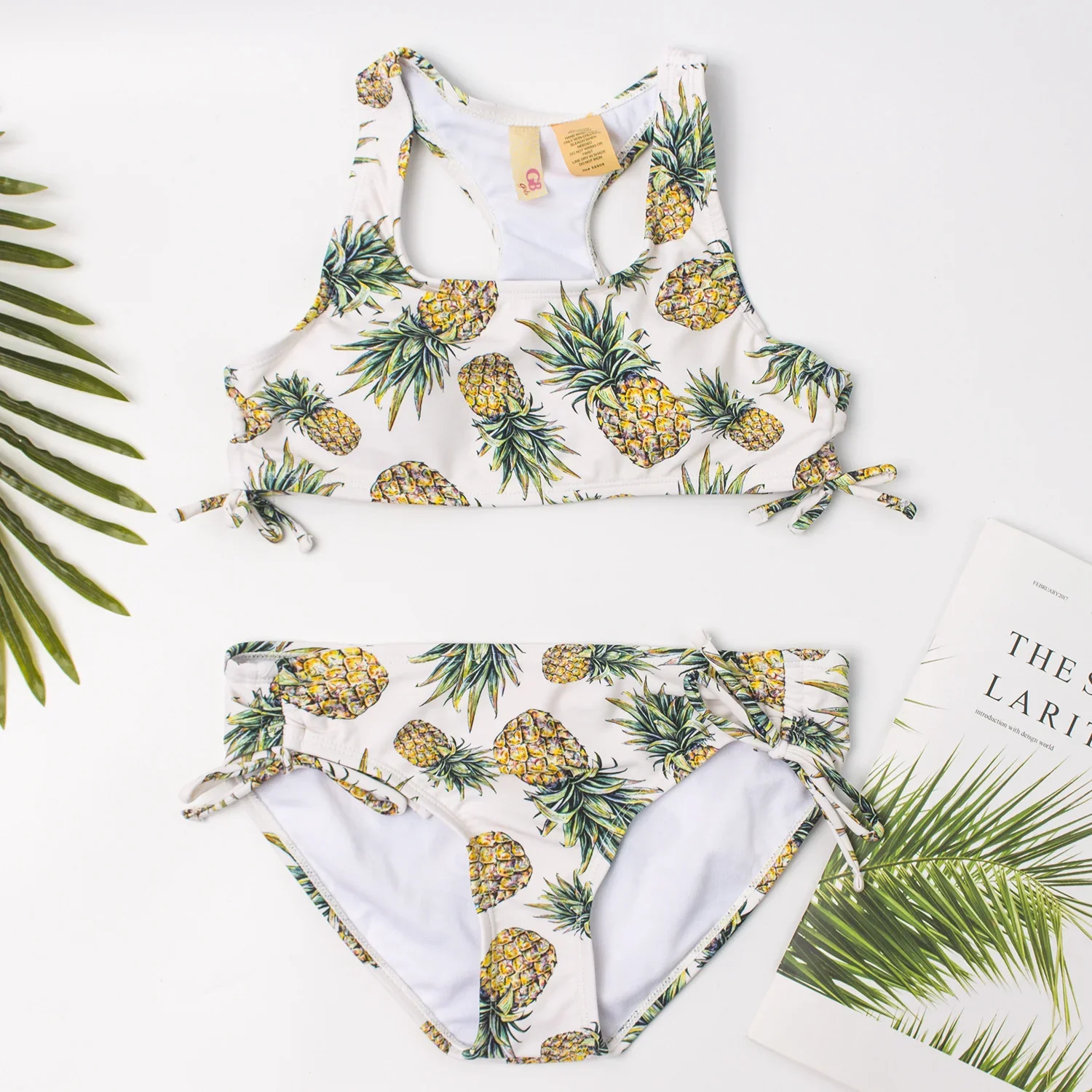 

7-16 pineapple print ins style big children's Bikini Swimsuit children's swimsuit 252