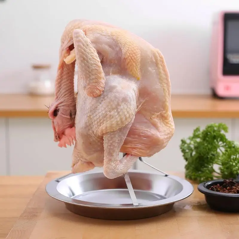 Stainless Steel Chicken Roasting Stand Turkey BBQ Roasting Rack Indoor Outdoor Chicken Holder Cooking Tool For Grill Oven Smoker