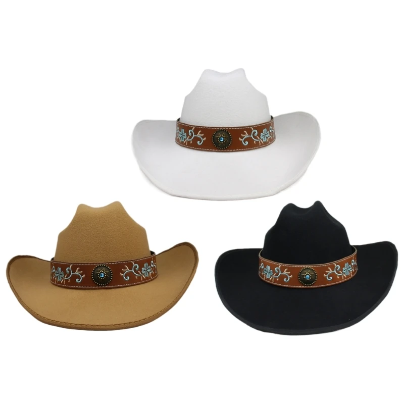 

Classical Fedoras Cowboy Hat for Travel Wide Brimmed Hat Western Cowboy Hat for Boy Man Adults Panama Hat