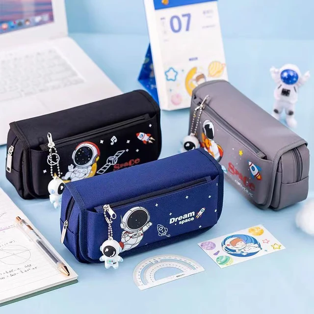 Space astronaut double pencil case boys handsome pencil bag School  stationery box Children pen case cute pen box school supplies - AliExpress