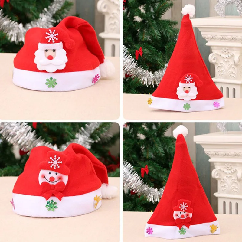Christmas Hats Kids Adorable Cartoon Santa Elk Snowmen Xmas Caps Christmas New Year Party Ornaments Decoration Gifts