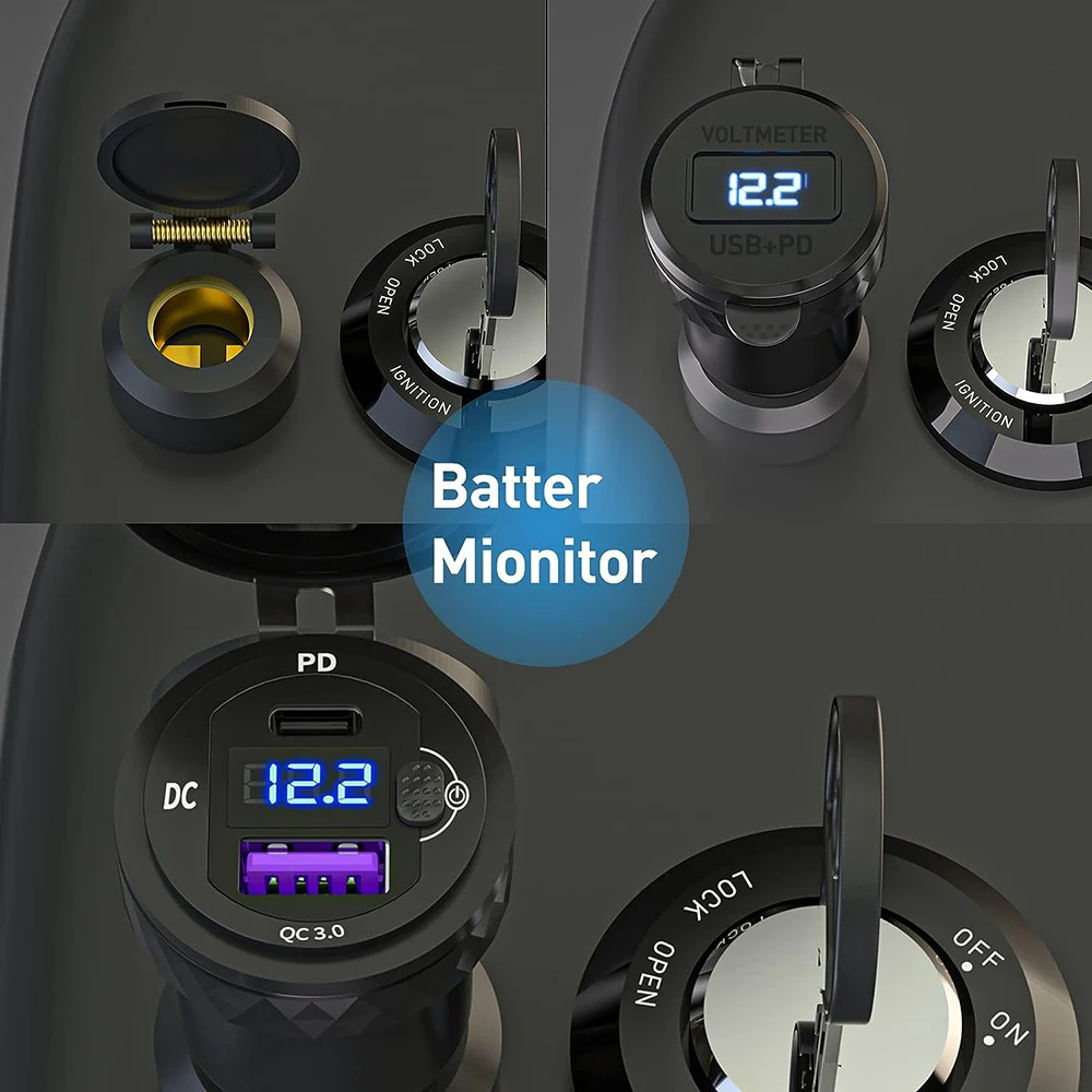  QC3.0  USB ,  USB   ġ, BMW R1200GS 庥ó F800GS Ʈ̾ Ÿ̰ īƼ DIN 