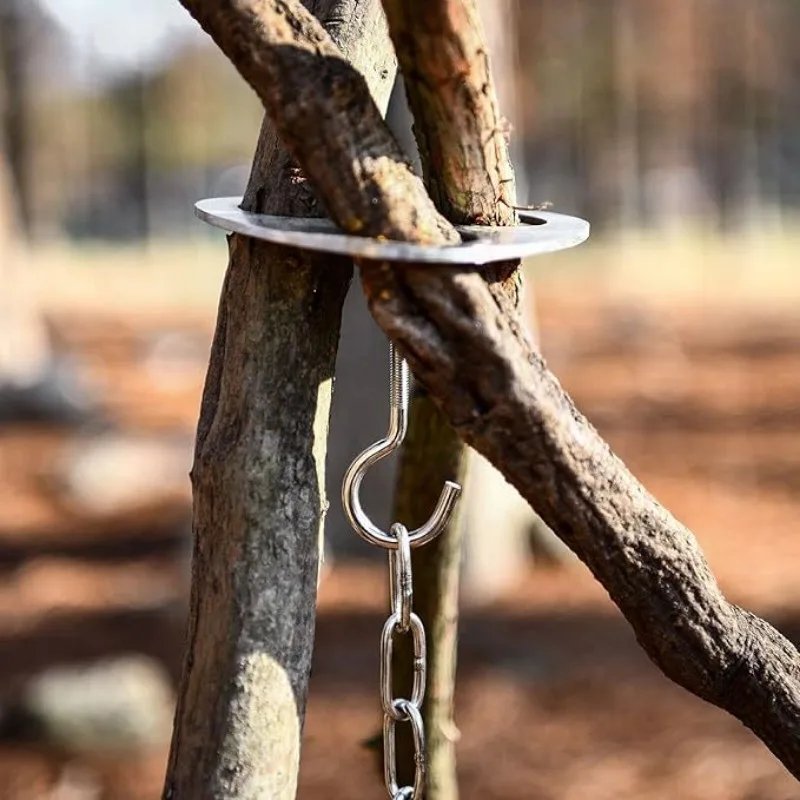 1pc Detachable Outdoor Barbecue Tripod Hanging Adjustable Hanging Stainless Steel Detachable Campfire Cooking Accessories Set