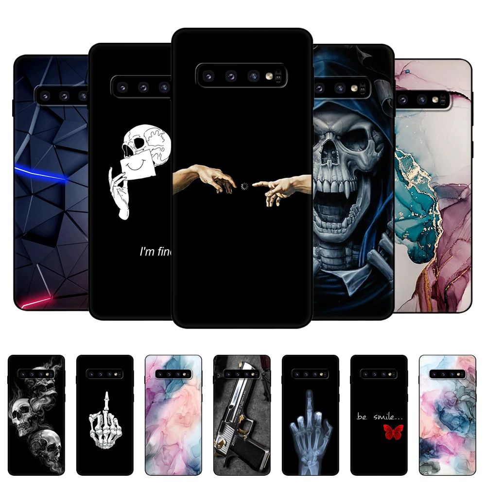 Per Samsung Galaxy S10 Cover Posteriore Per Samsung S10 Plus S10E S10 S10 E G975F Sm-G973F Custodia Protettiva In Silicone Nero
