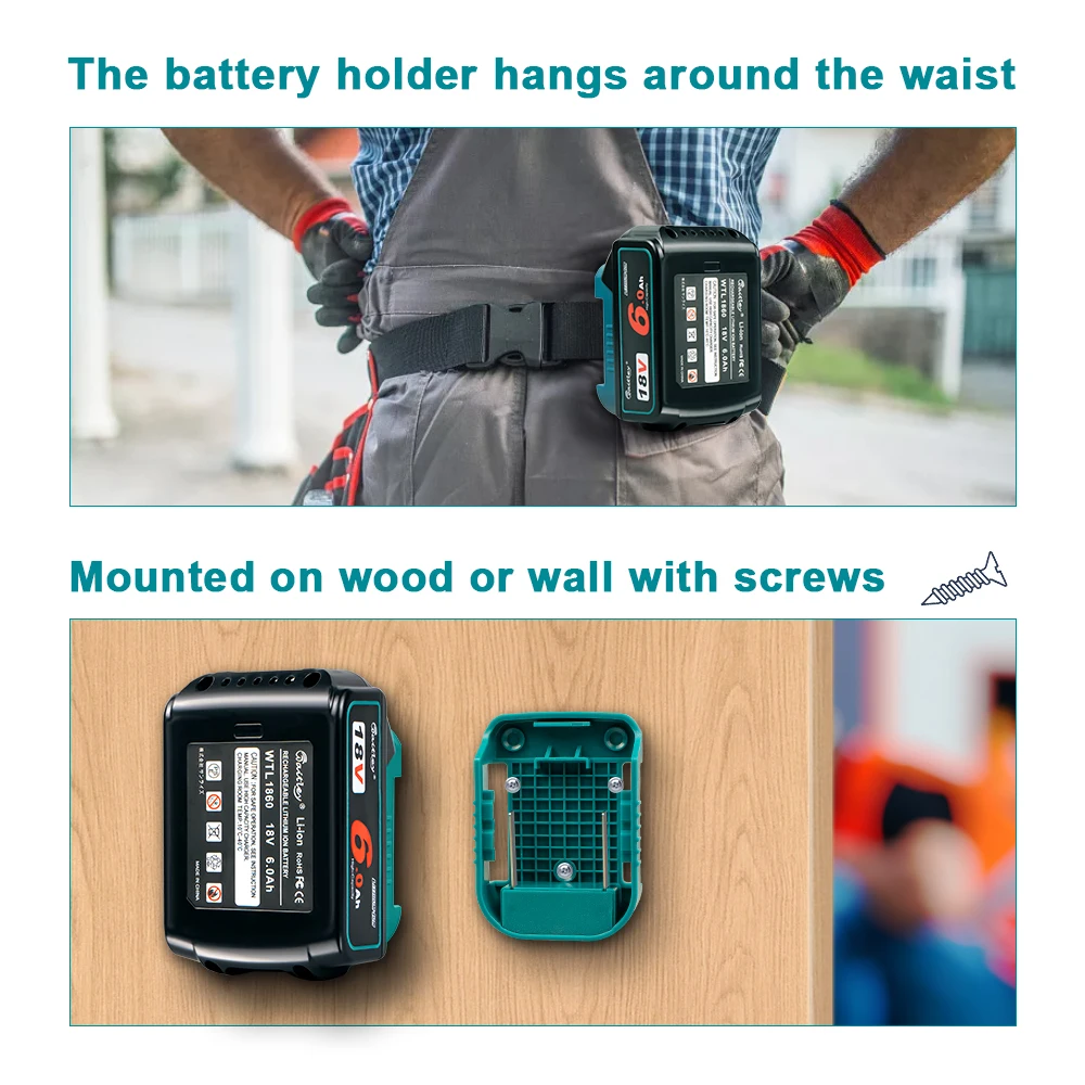 Makita 18V 14V 배터리 BL1860 배터리용 고속 충전 어댑터 듀얼 출력 인터페이스가 있는 보조베터리로 변환 휴대용 랙