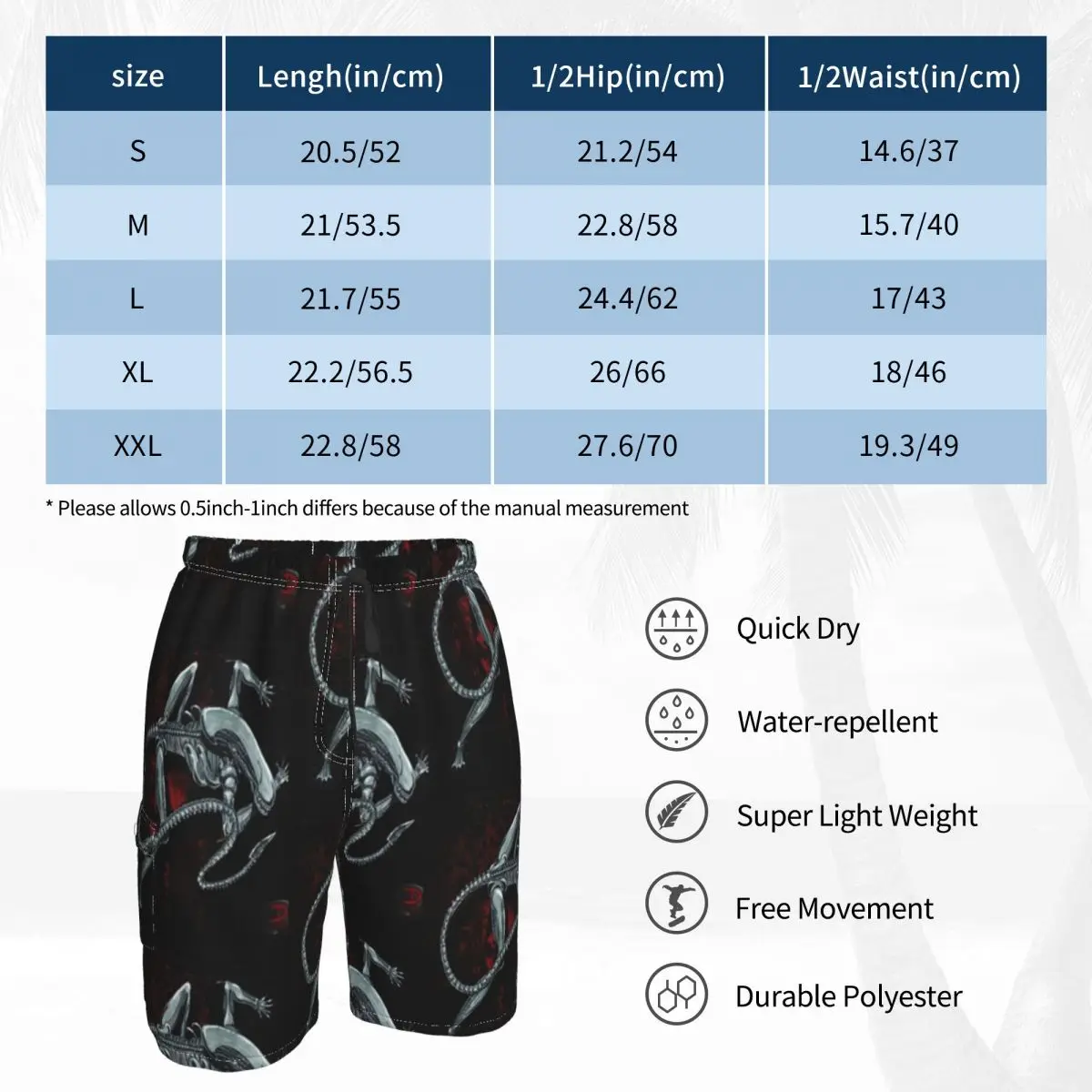Xenomorph Board Shorts Polyester Swimming Trunks Beach Funny Men Swim Trunks 2